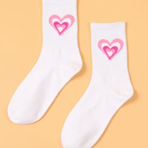 Heart Pattern Crew Socks